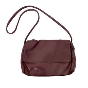 Vintage Made in USA Maroon Leather Crossbody Bag